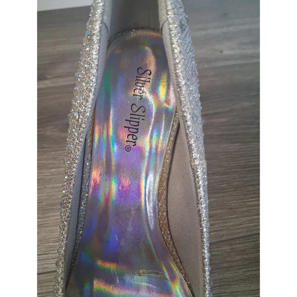 Silver Glitter High Heel Pumps by - Sparkle Evening Heels 7M